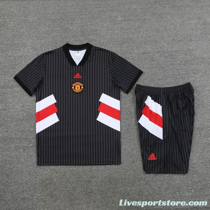 23 24 Manchester United Black Remake Icon Short Sleeve+Shorts