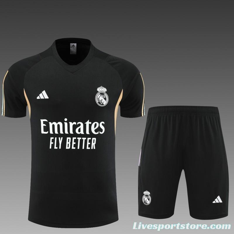 23 24 Real Madrid Black Short Sleeve+Shorts