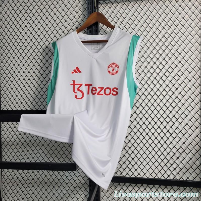 23-24 Manchester United White Training Vest Jersey