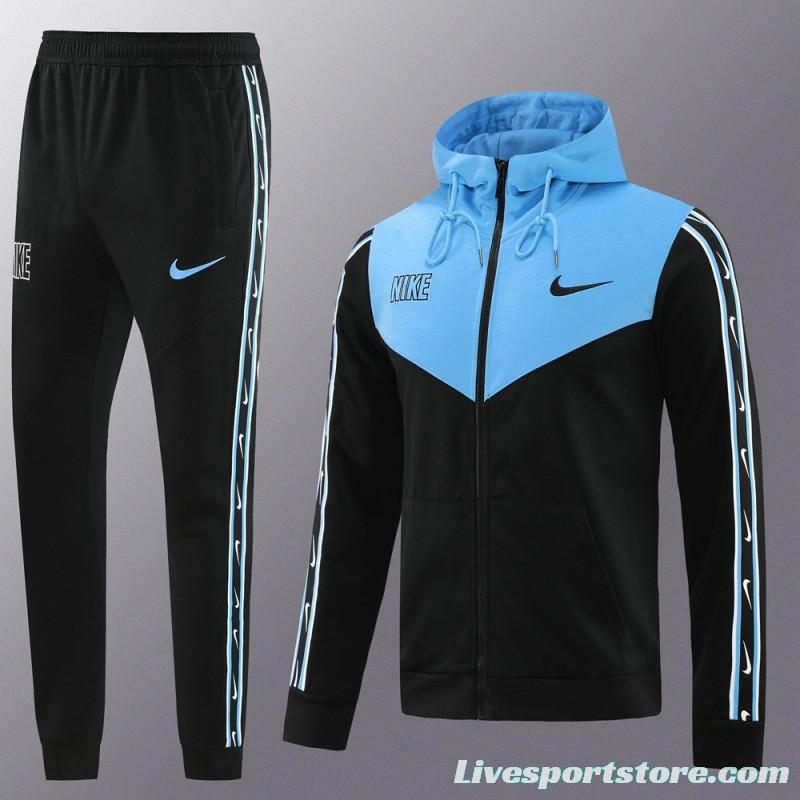 23/24 NIKE Black/Blue Full Zipper Hooide Jacket+Pants