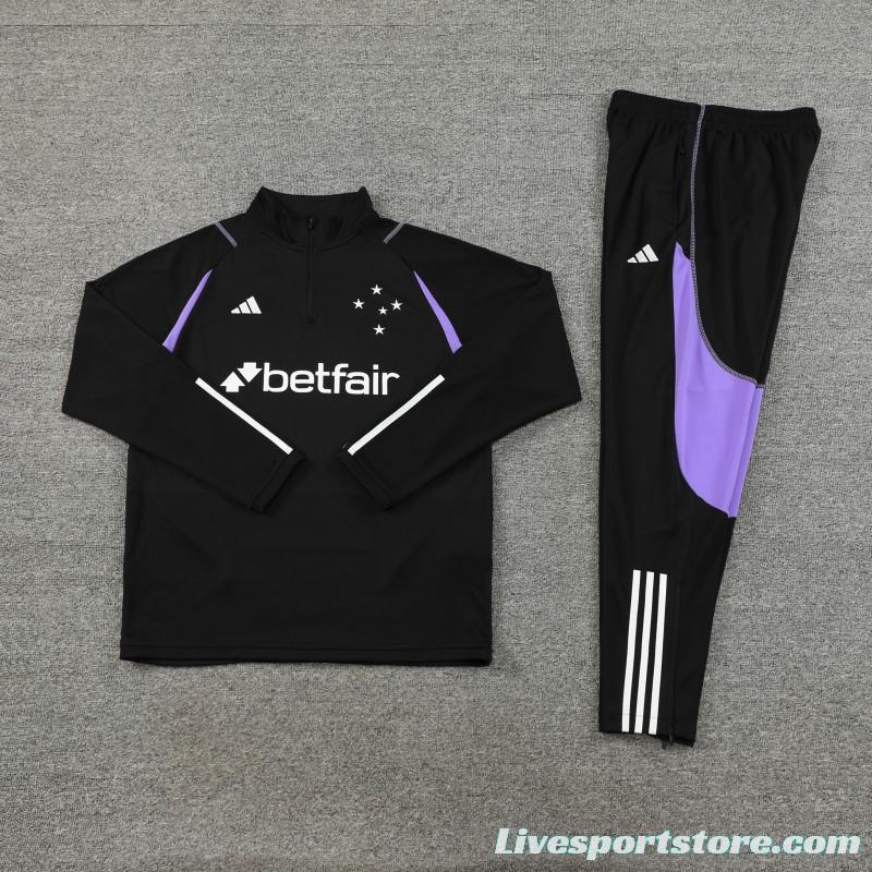 23/24 Cruzeiro Black Purple Half Zipper Jacket+ Pants