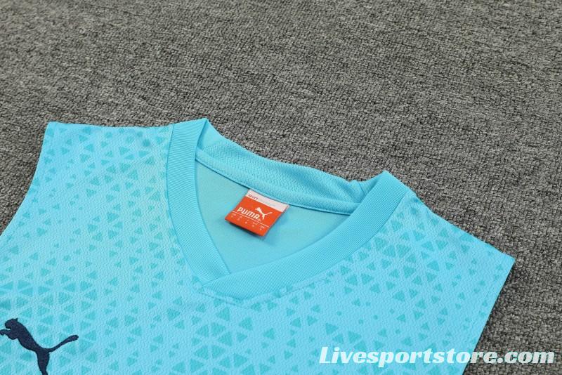 23-24 Olympique Marseille SKY Blue Vest Jersey+Shorts