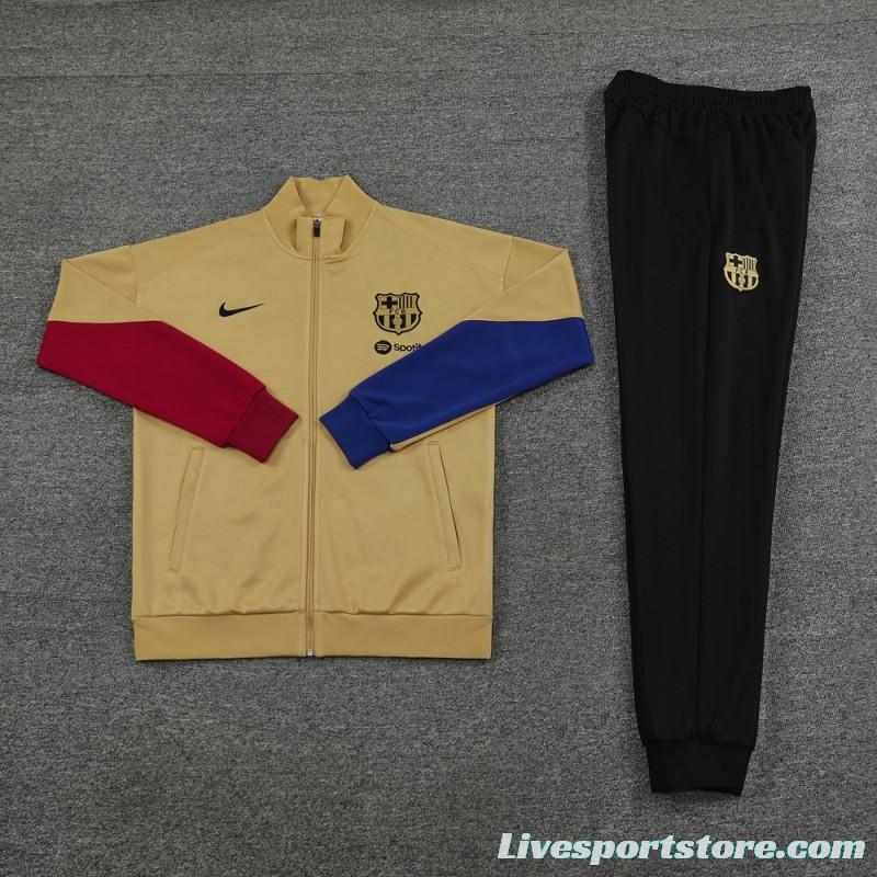 23/24 Barcelona khaki Full Zipper Jacket+Pants