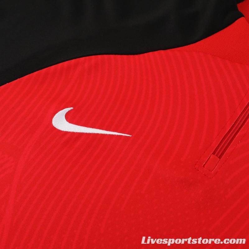 2024 Nike Red/Black Half Zipper Jacket+Pants