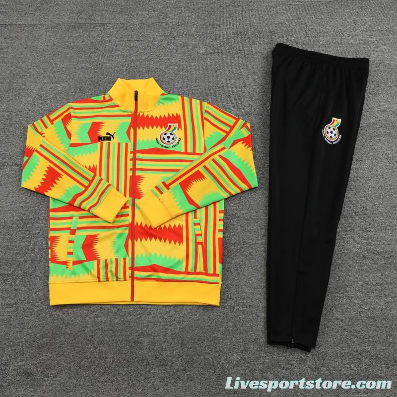 2024 Ghana Yellow  Full Zipper Hoodie Jacket+Pants