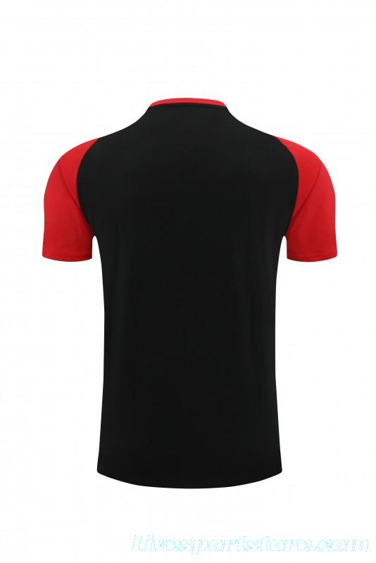 23/24 AC Milan Black/Red Cotton Short Sleeve Jersey+Shorts