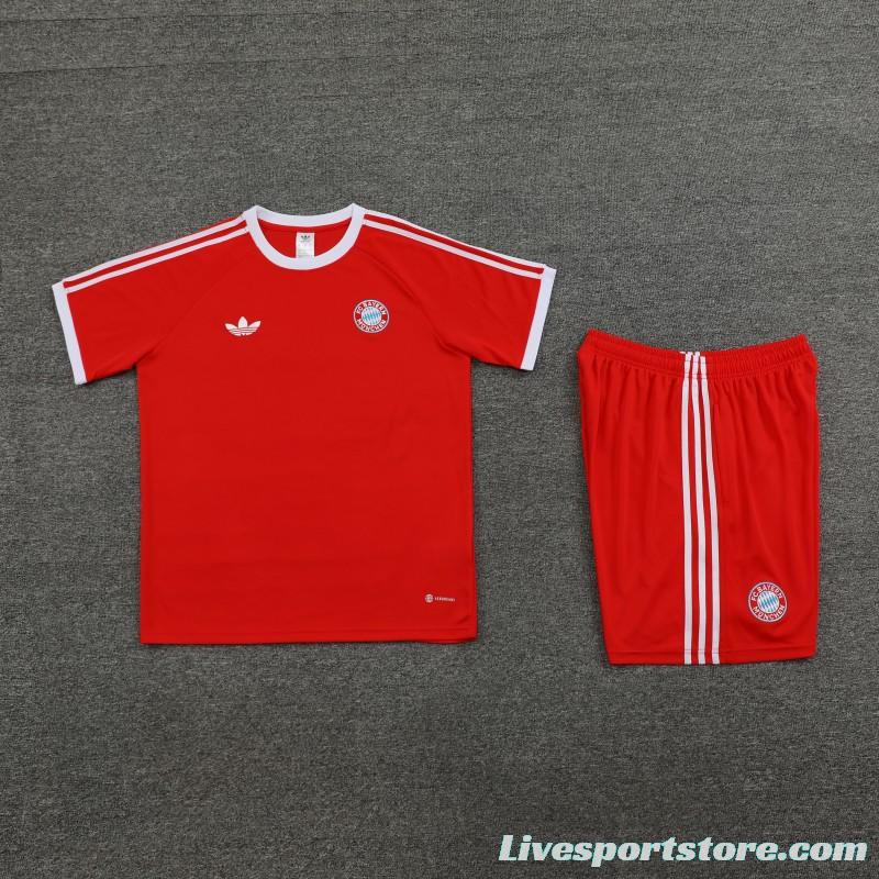 23/24 Bayern Munich Red Cotton Short Sleeve Jersey+Shorts