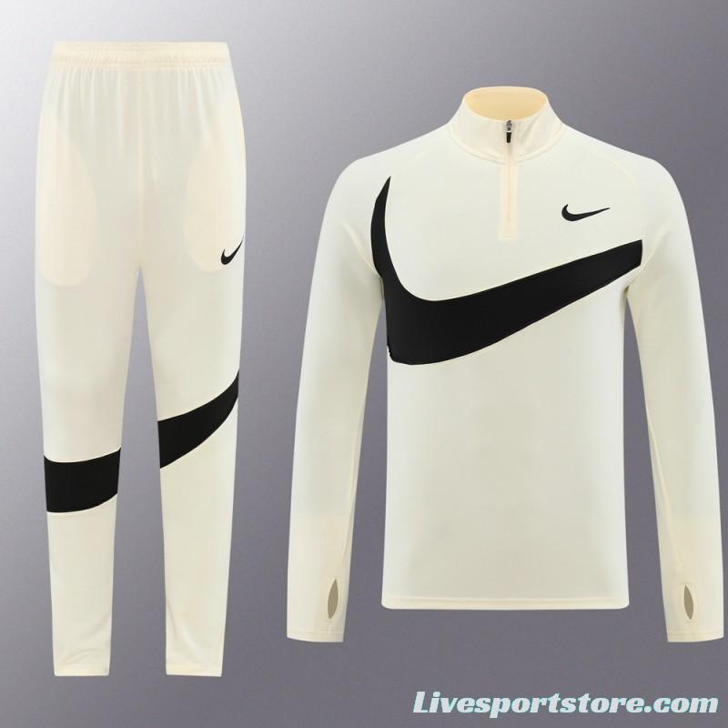 2024 Nike Light Yellow/Black Half Zipper Jacket+Pants