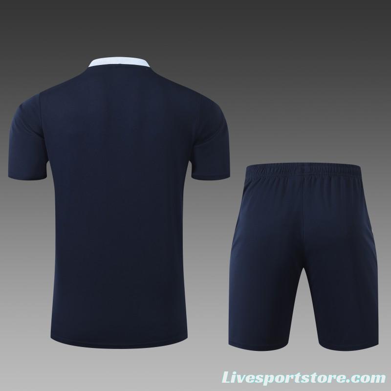 2024 France Cotton Navy Short Sleeve Jersey+Shorts