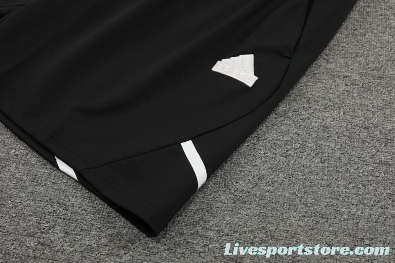 23/24 Juventus Black Cotton Short Sleeve Jersey+Shorts