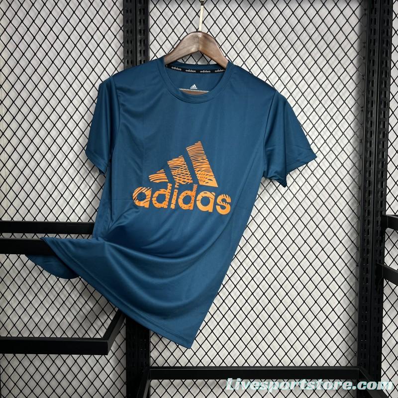 2024 Adidas Blue Cotton T-shirt  #1033