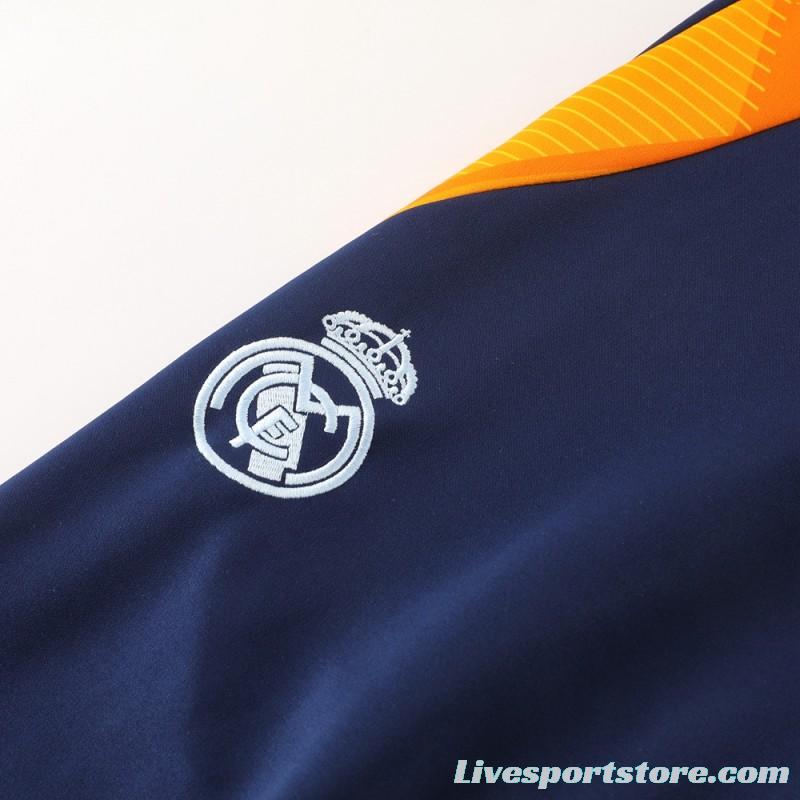 24/25 Real Madrid Light Blue/Yellow Full Zipper Jacket +Long Pants