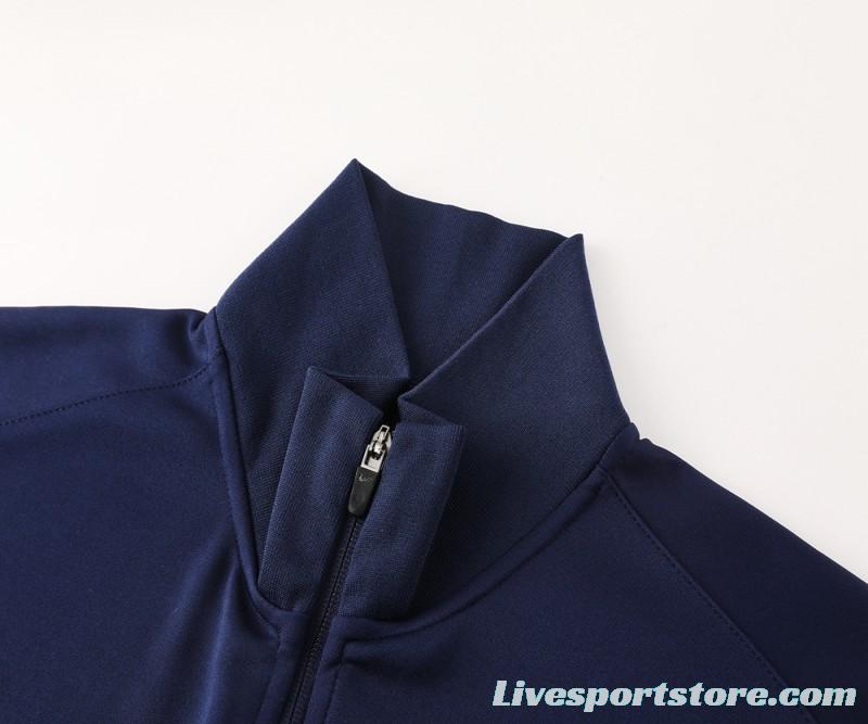 2024 France Navy Full Zipper Jacket +Long Pants