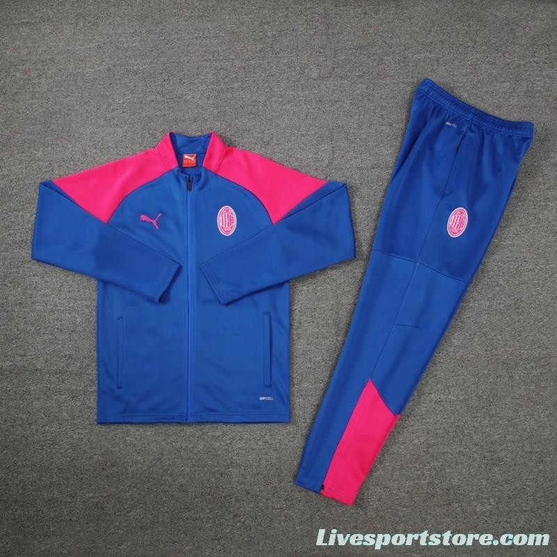 24/25 AC Milan Blue/Red Full Zipper Jacket +Long Pants