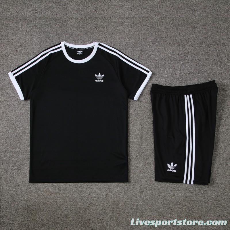 24/25 Adidas Original Black Short Sleeve Jersey+Shorts