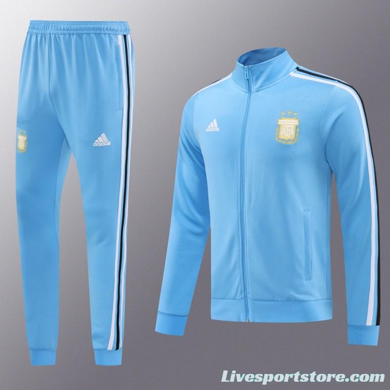 2024 Argentina Blue Full Zipper Jacket +Long Pants