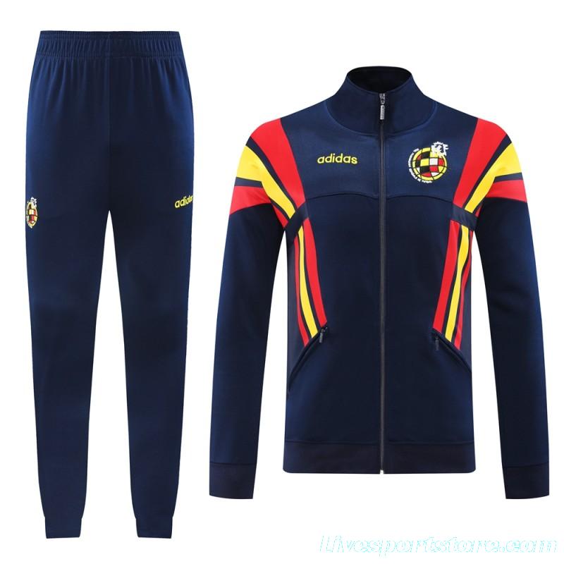 2024 Spain Navy Full Zipper Jacket +Long Pants