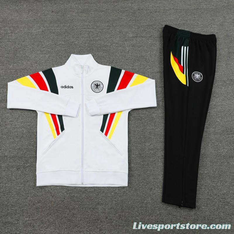 2024 Germany White Full Zipper Jacket +Long Pants