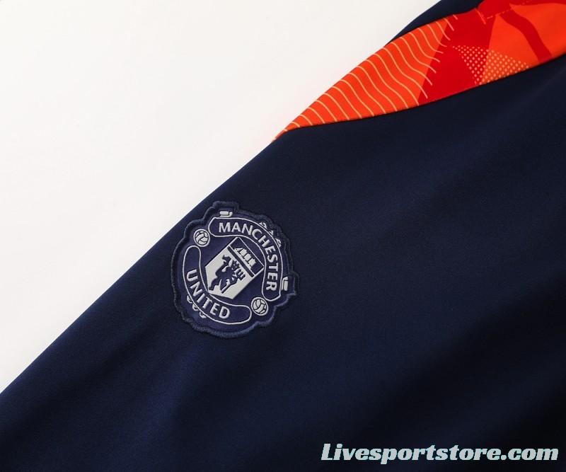 24/25 Manchester United Navy/Orange Full Zipper Jacket +Long Pants