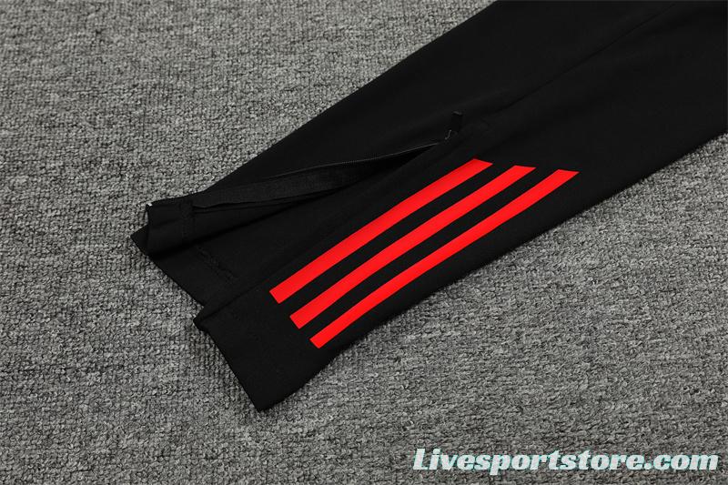 24/25 Manchester United Black/Red Special Half Zipper Jacket+Long Pants