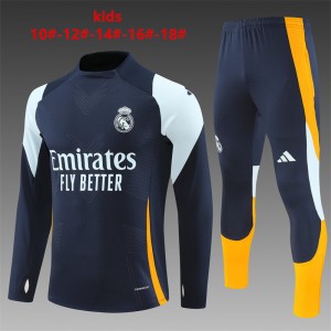 24/25 Kids Real Madrid Navy Half Zipper Jacket+Long Pants