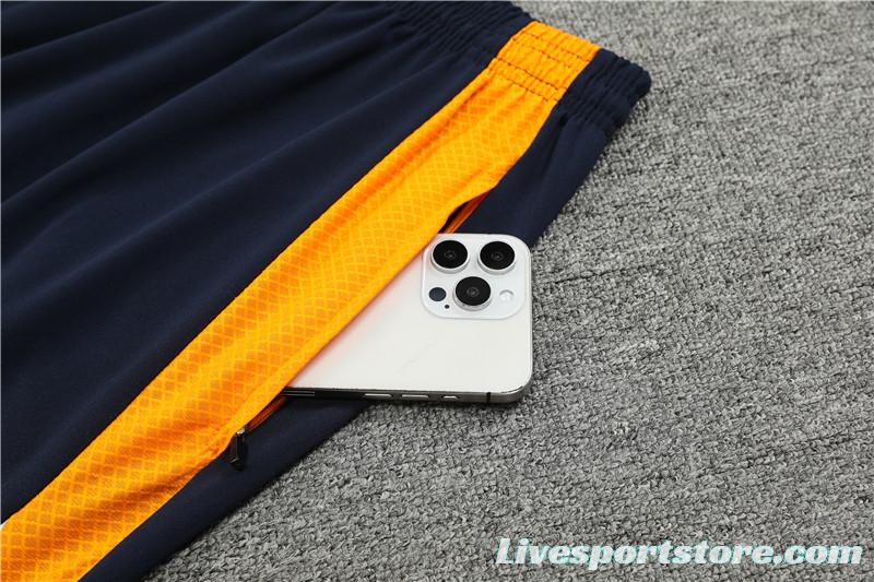 24/25 Real Madrid Light Blue/Navy/Orange Half Zipper Jacket+Long Pants