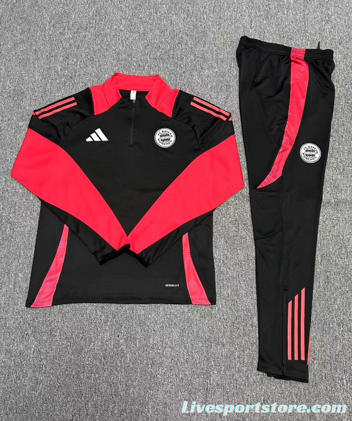 24/25 Kids Bayern Munich Black Half Zipper Jacket+Long Pants