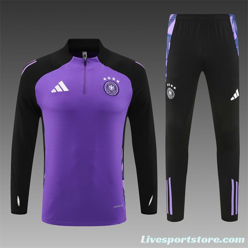 2024 Germany Purple Half Zipper Jacket+Long Pants