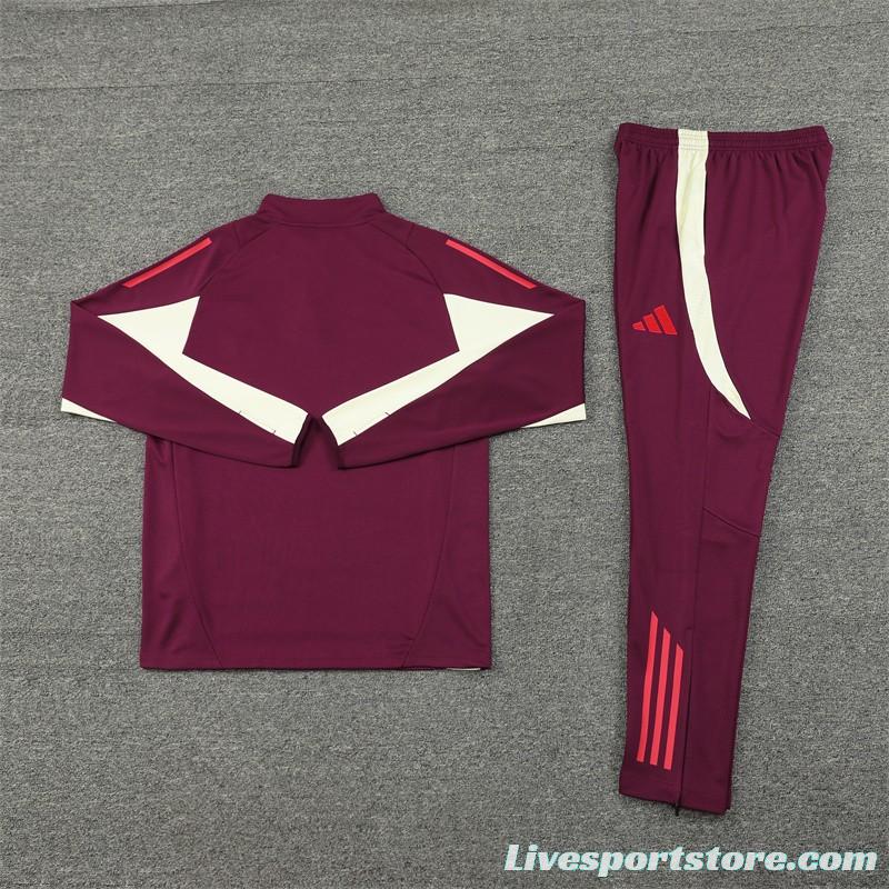 24/25 Bayern Munich Wine Half Zipper Jacket+Long Pants