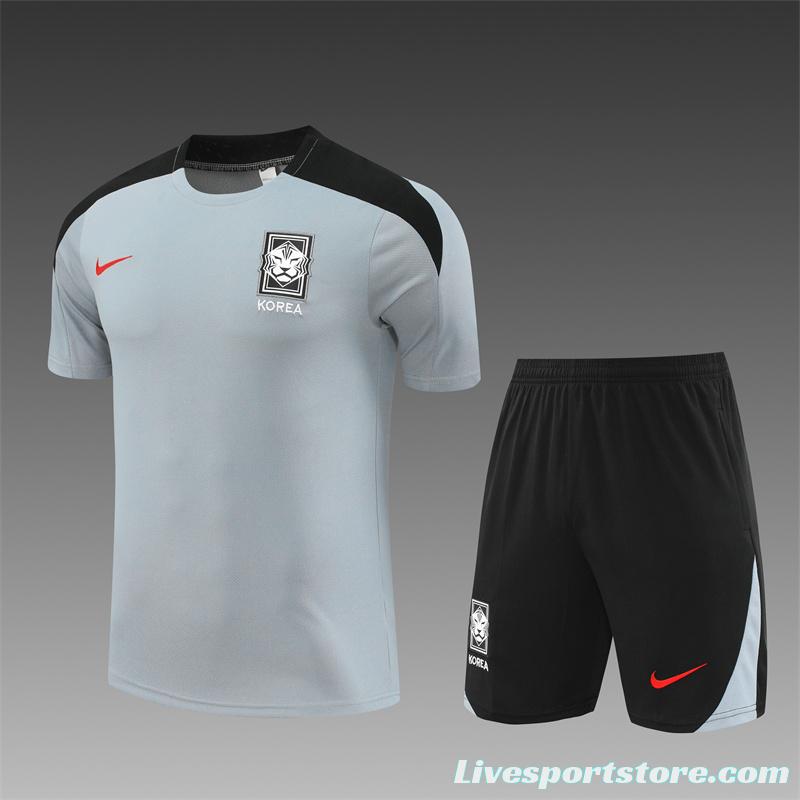 2024 South Korea Grey Short Sleeve Jersey+Shorts