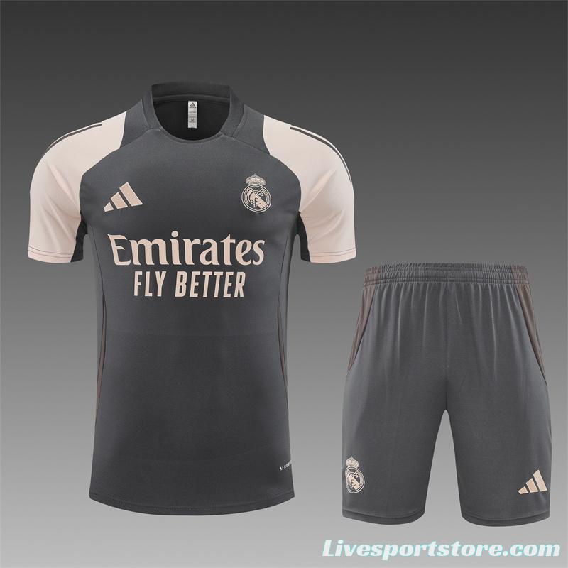 24/25 Real Madrid Black/Pink Short Sleeve Jersey+Shorts