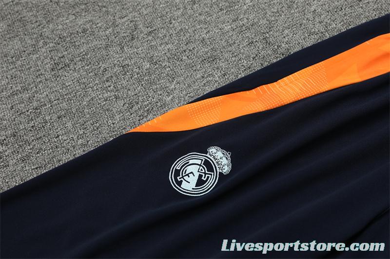 24/25 Real Madrid Light Blue/Orange Half Zipper Jacket+Long Pants