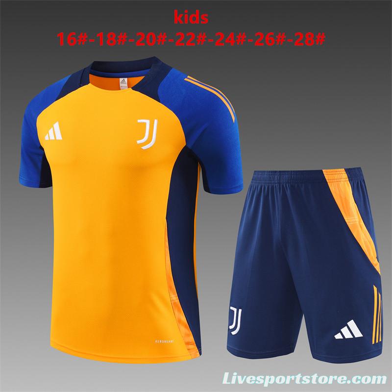 24/25 Kids Juventus Orange/Navy Short Sleeve Jersey+Shorts