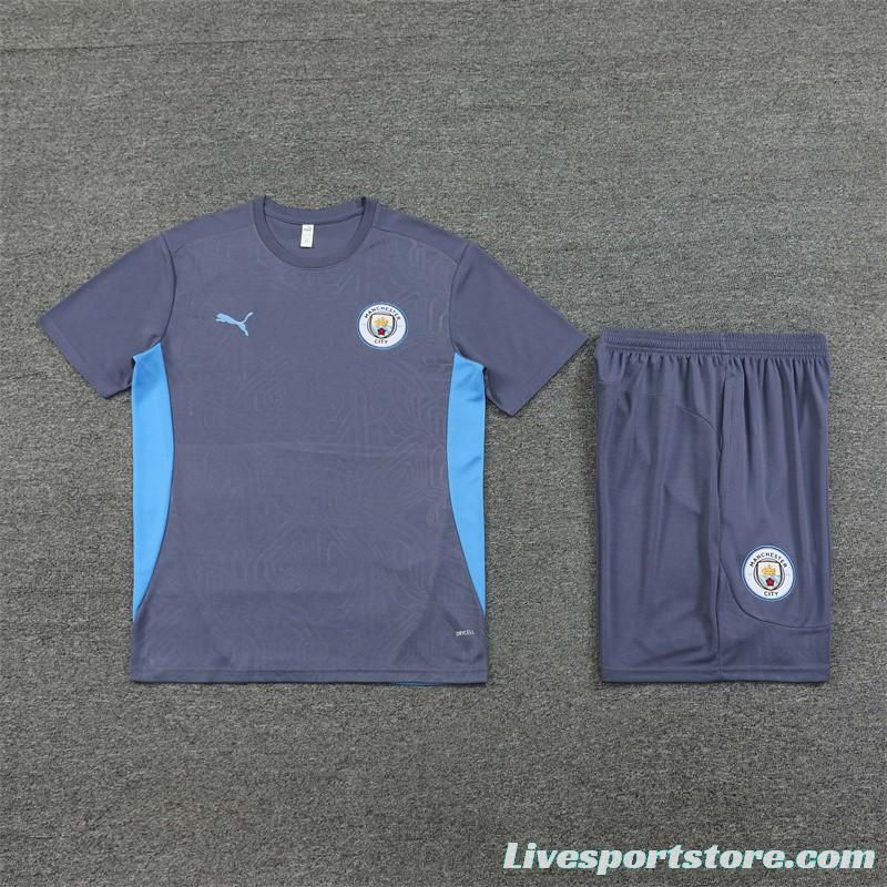 24/25 Manchester City Blue White Short Sleeve Jersey+Shorts