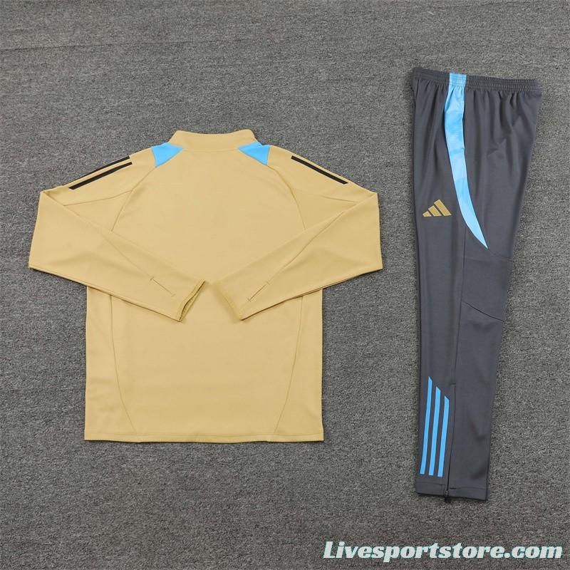 2024 Argentina Golden Half Zipper Jacket+Long Pants