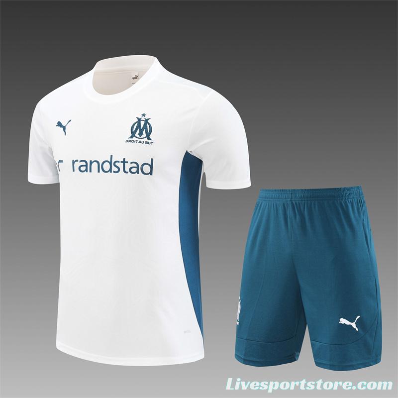 24/25 Olympique Marseille White Short Sleeve Jersey+Shorts