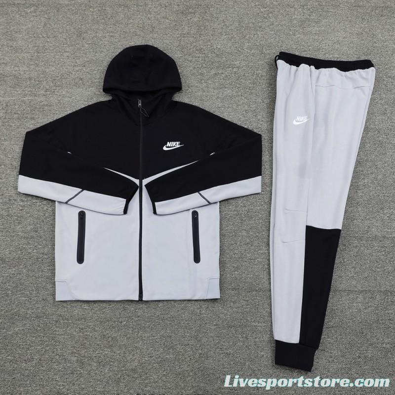 2024 NIKE Sports White/Black Full Zipper Jacket +Long Pants