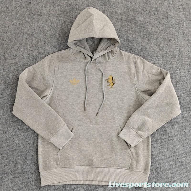 2024 Juventus Black/Navy/Grey/Beige/White Hoodie With Golden Badge