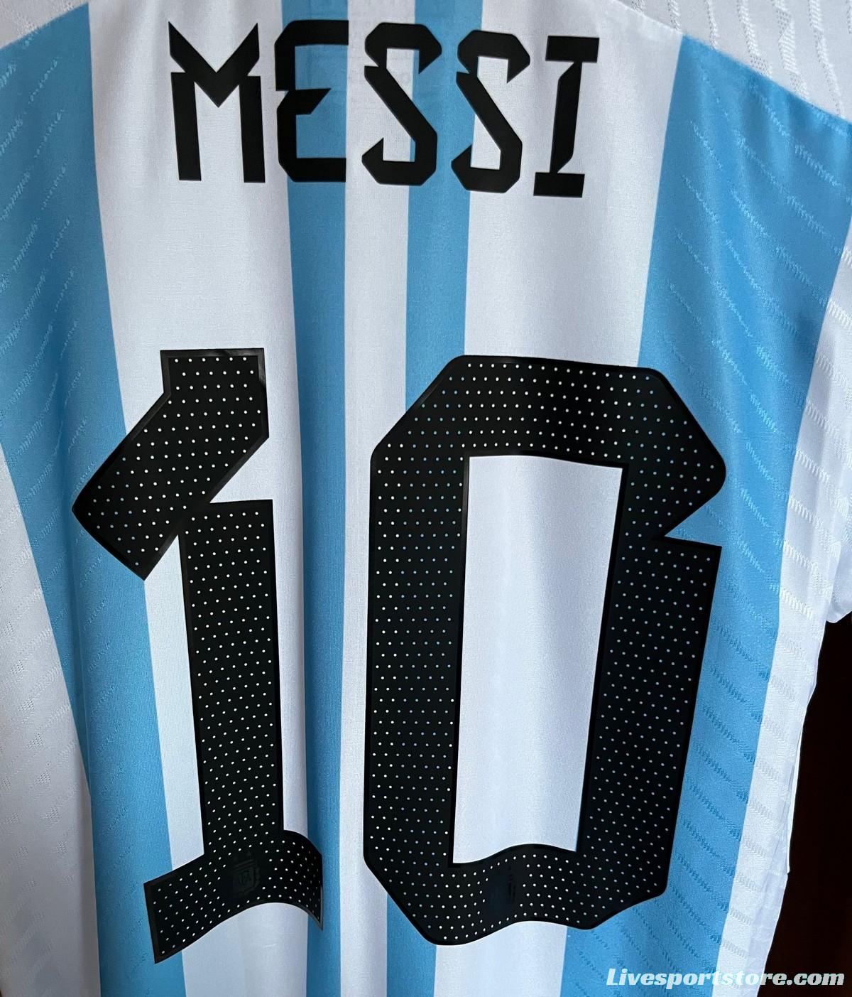 Player Version 2 Stars Argentina Home Final Match Jersey With Full Patch