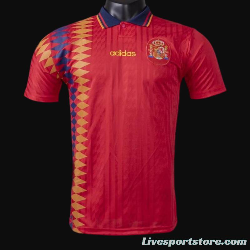 Retro 1994 Spain Home Soccer Jersey