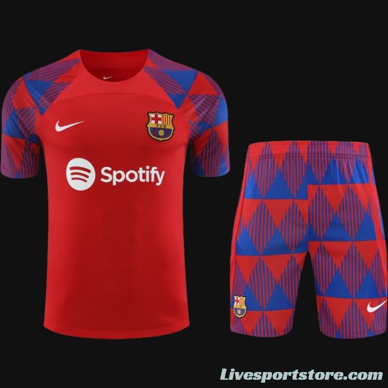 23-24  Barcelona Red Short Sleeve Jersey+Shorts