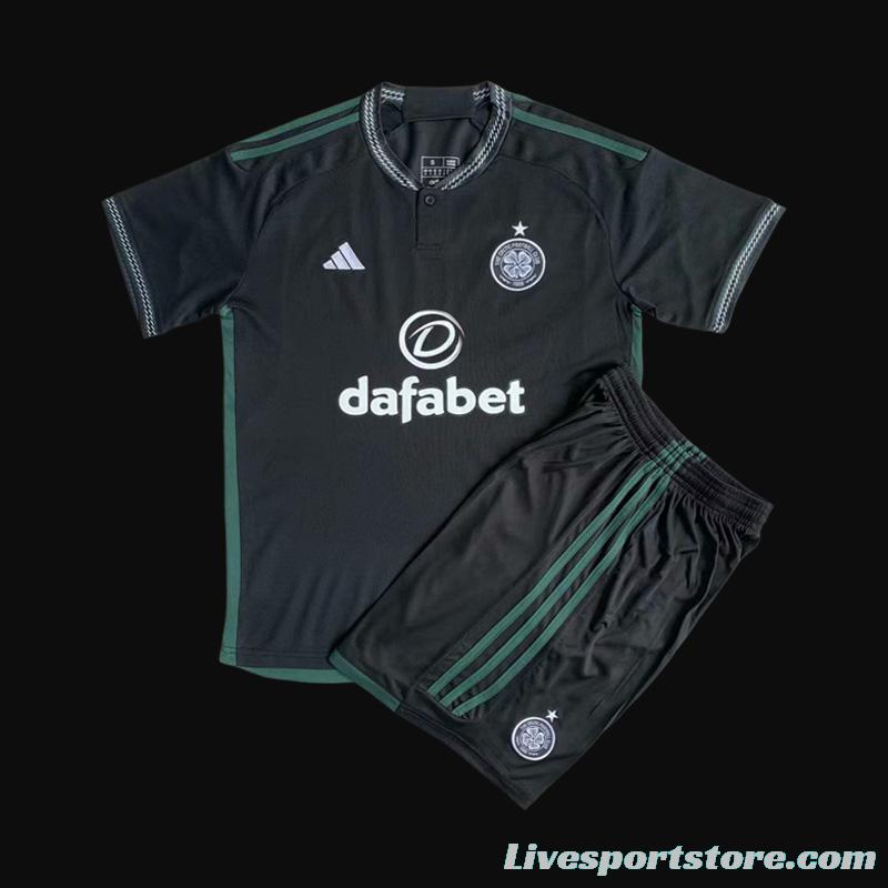 23/24 Kids Celtic Away Black Jersey