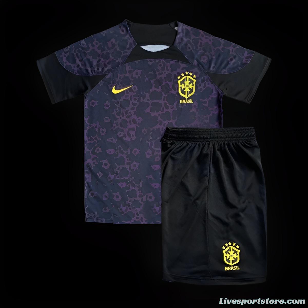 2023 Kids Brazil Goalkeeper Black Jersey