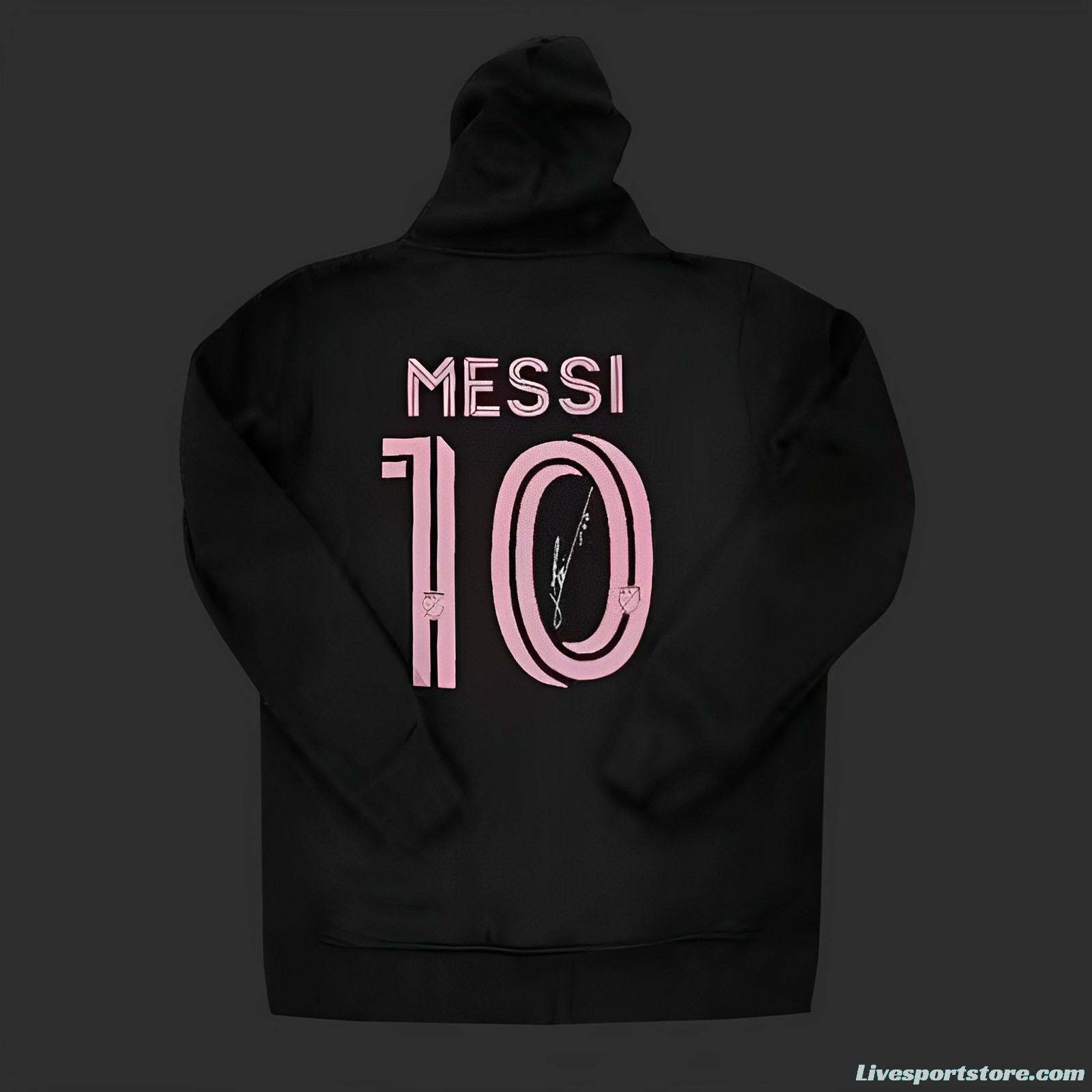 23/24 Inter Miami Black Hoodie Jacket Signed By Messi