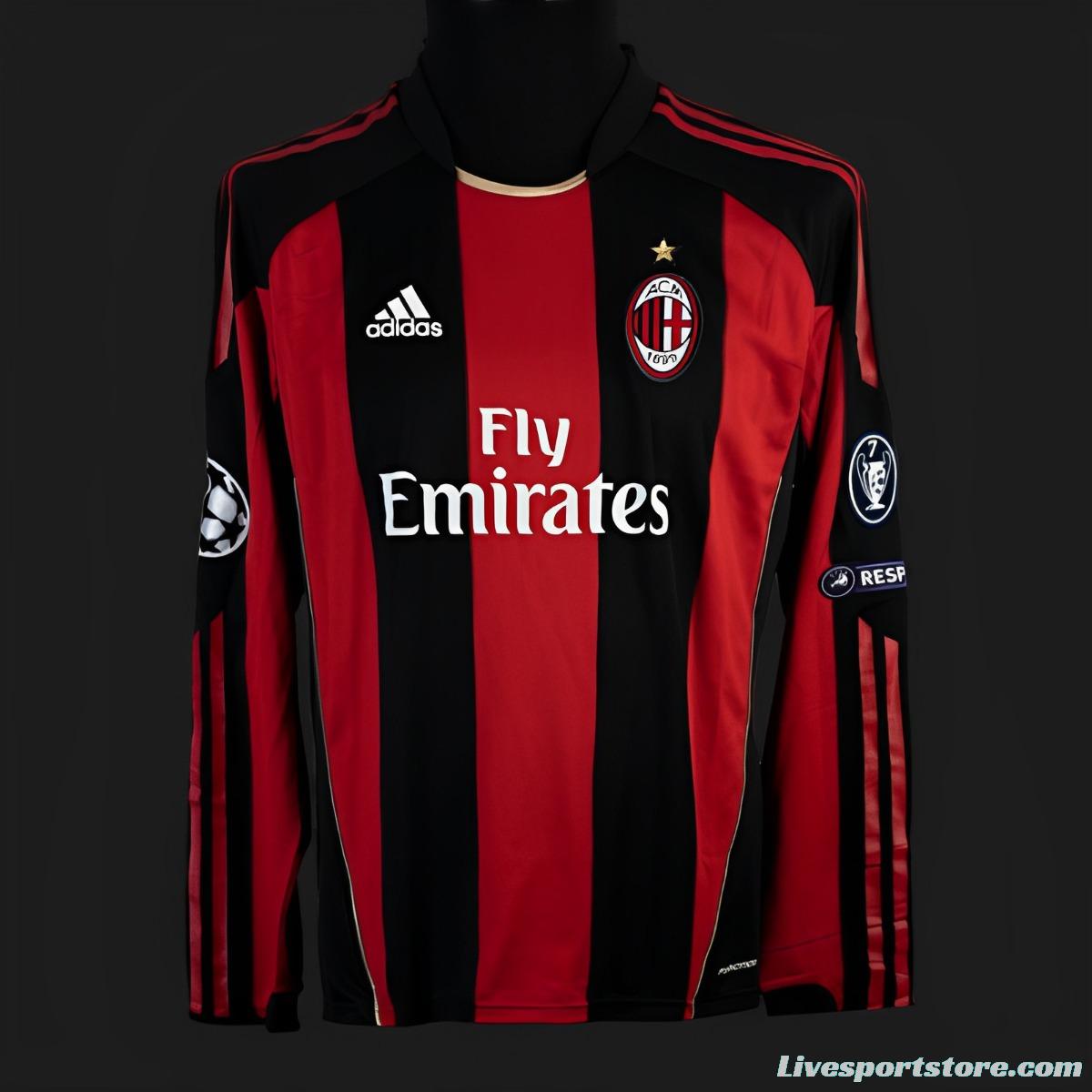 Retro 10/11 AC Milan Home Long Sleeve Jersey