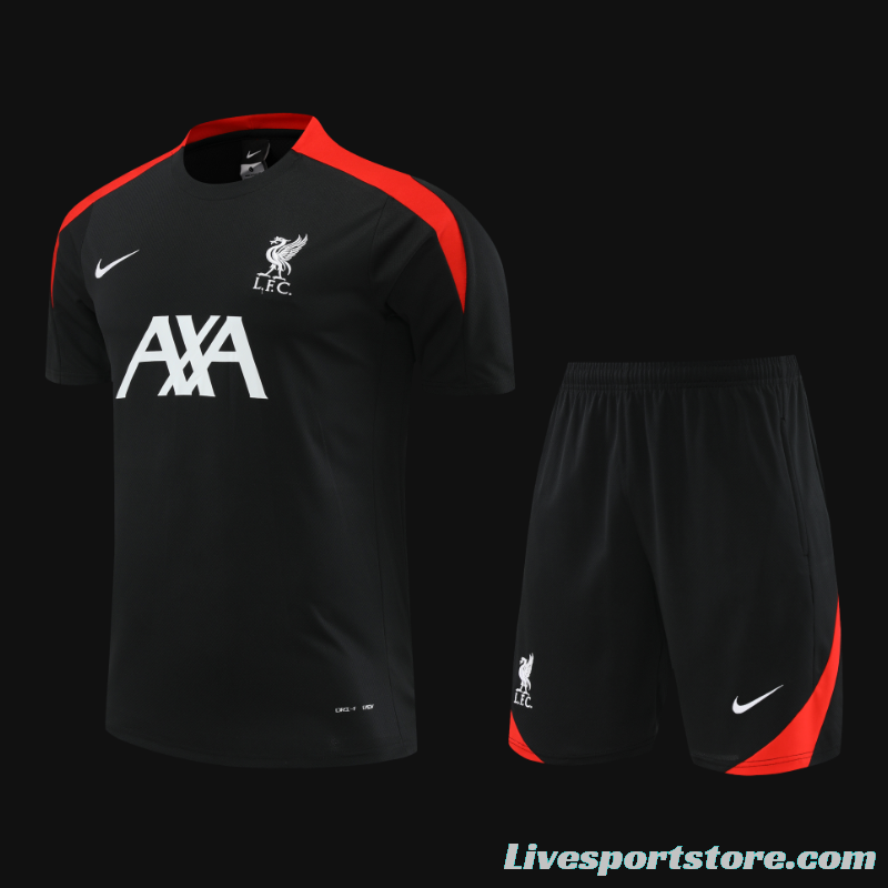 24/25 Liverpool Black Short Sleeve Jeresy+Shorts