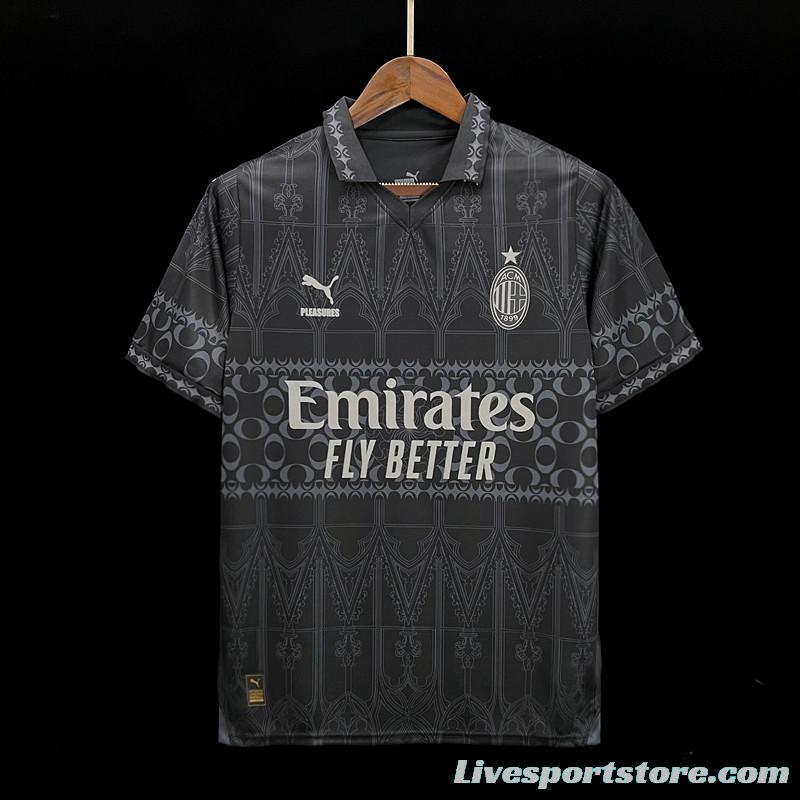 23/24 AC Milan x PLEASURES Forth Black Jersey