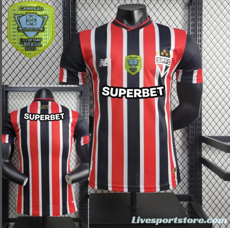 Player Version 2024/25 Sao Paulo Away Jersey  + All Sponsored and Chest Patch