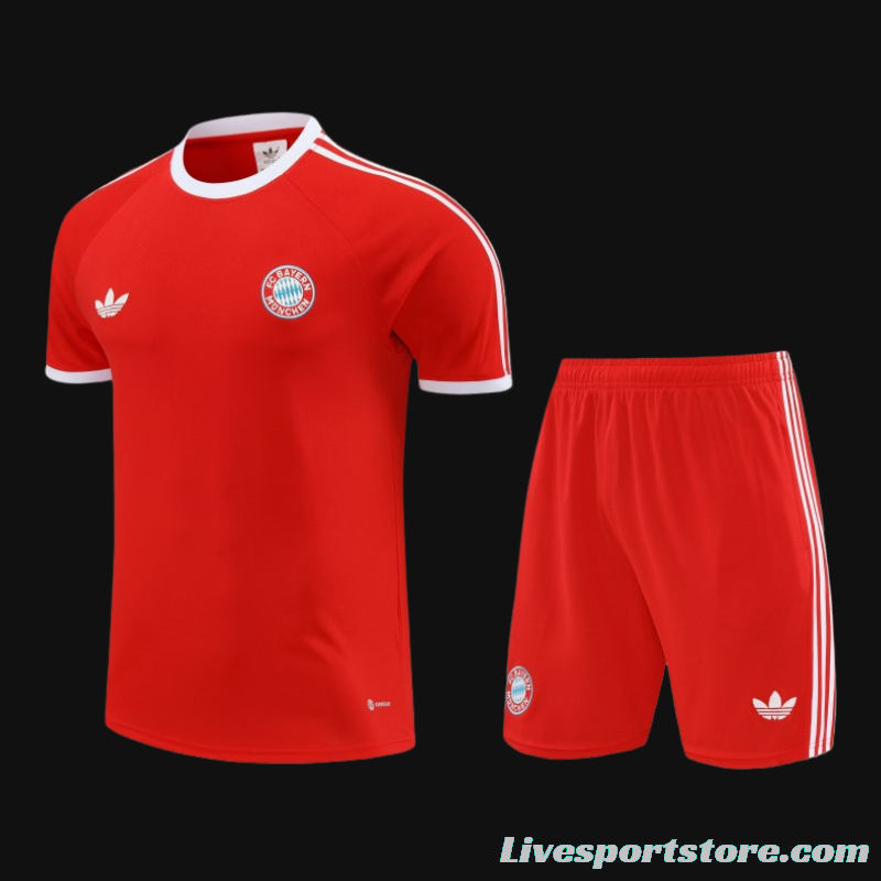 23/24 Bayern Munich Red Cotton Short Sleeve Jersey+Shorts