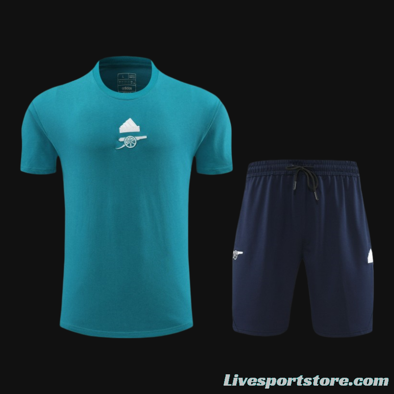 23/24 Arsenal Blue Cotton Short Sleeve Jersey+Shorts